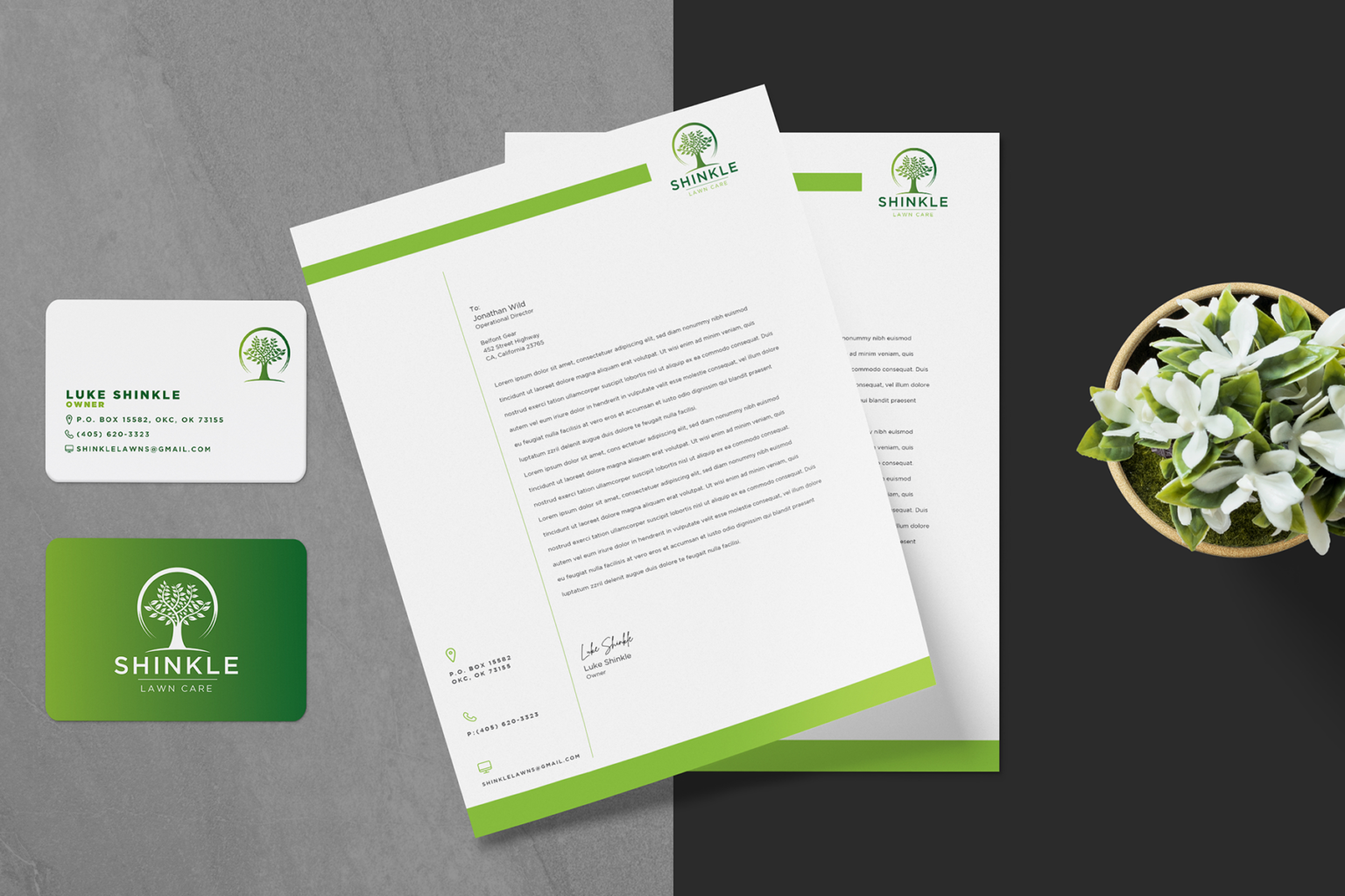 Shinkle Lawn Care logo & stationery by Gova Creative