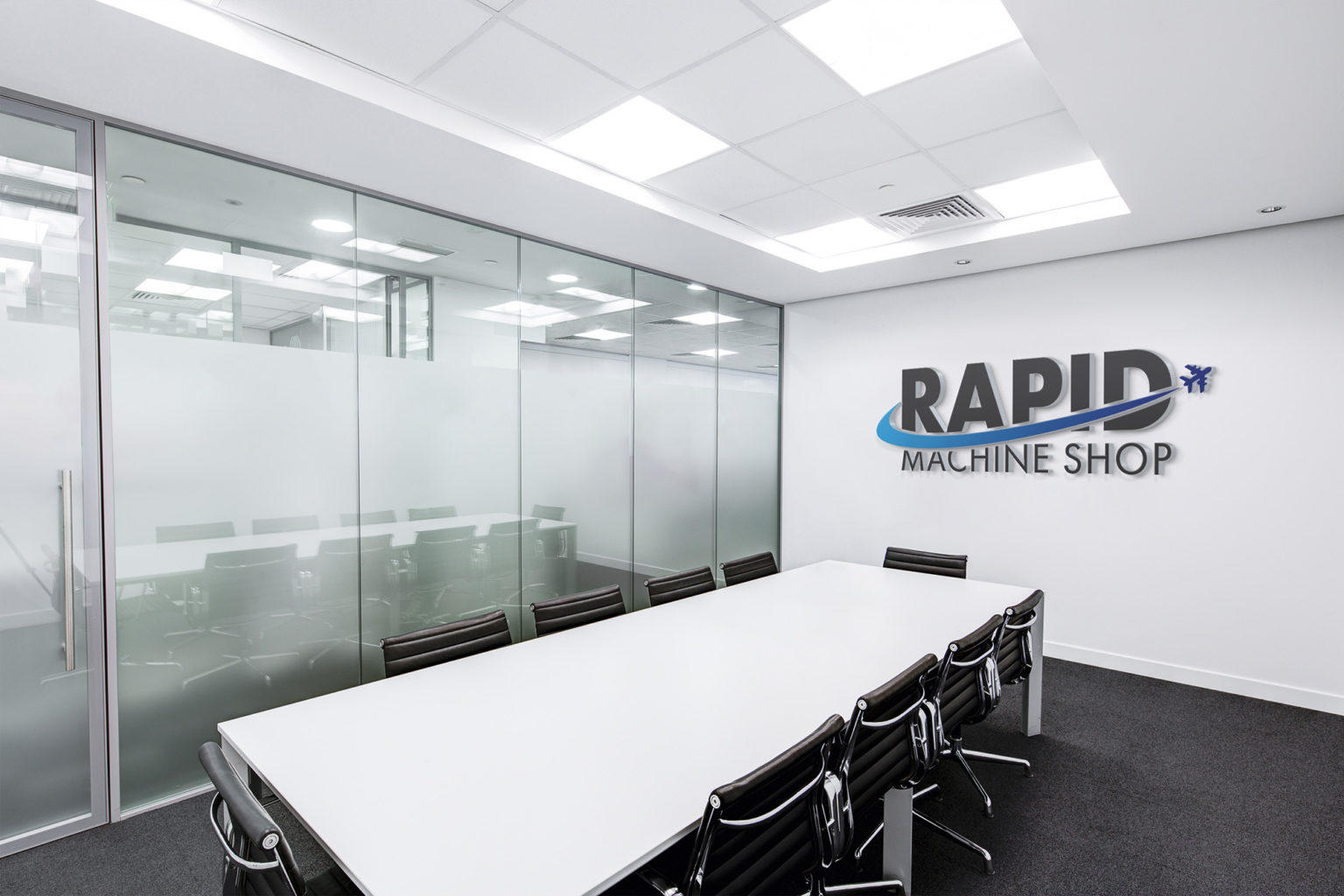 Rapid Machine Shop logo & office signage by Gova Creative