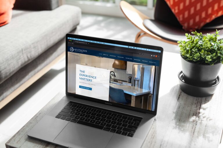 Website redesign mockup showing modern web design