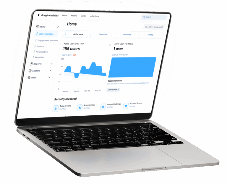 A computer of sales and website data - Marketing Agency