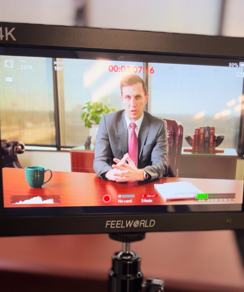 Man being filmed during a video production shoot