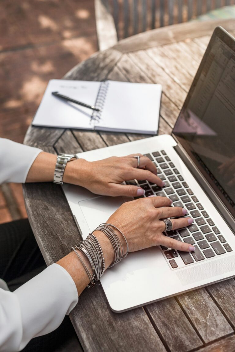 Small business website owner reviewing SEO results on a laptop